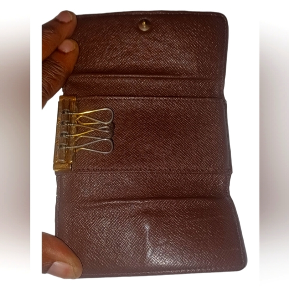 LOUIS VUITTON DAMIER EBENE MONOGRAM CANVAS LEATHER KEYHOLDER EUC - Picture 6 of 12